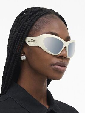 New! MARC JACOBS MARC 773/S SZJT4 Women's White Cat-Eye Sunglasses, Authentic